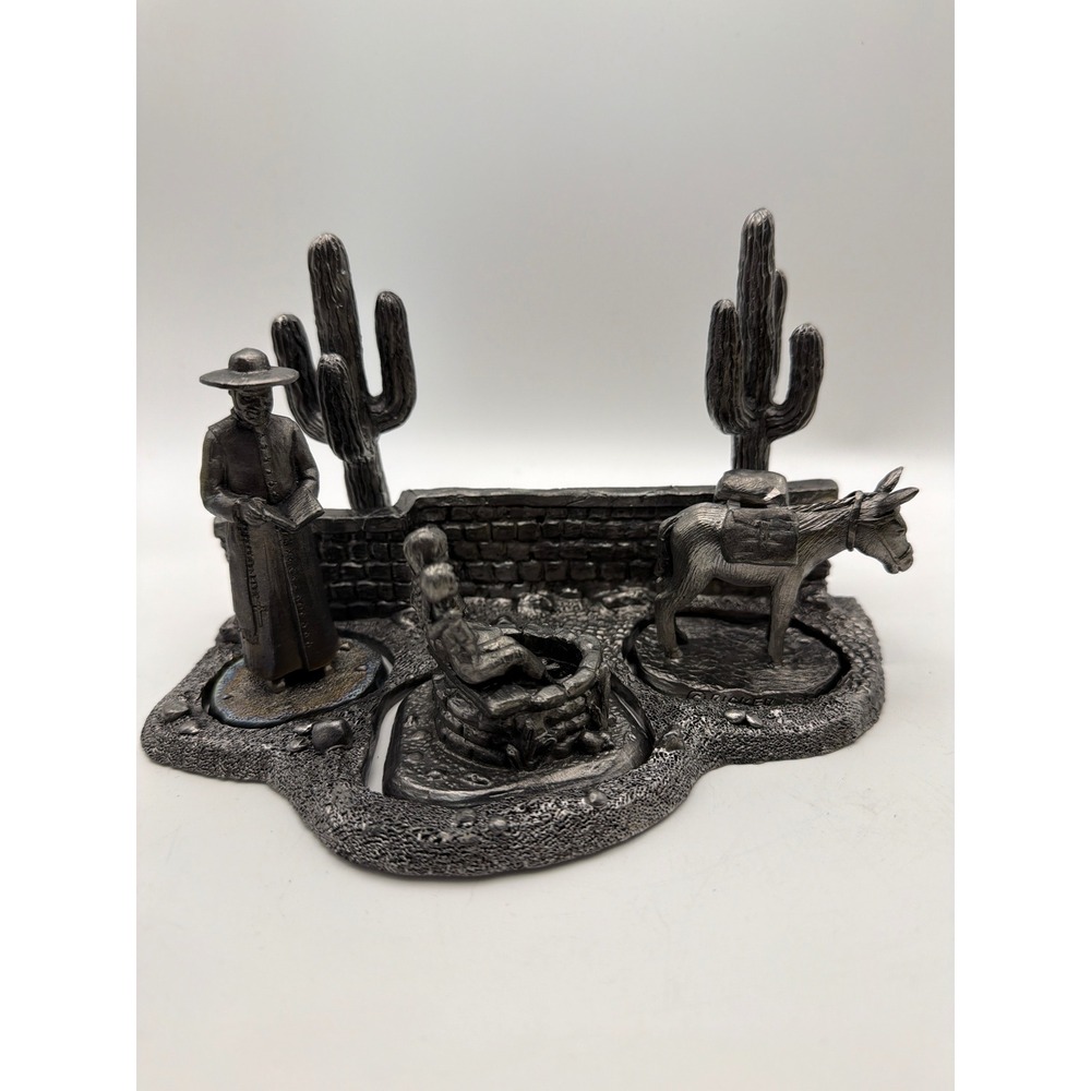 Michael Ricker Pewter Southwestern Village Set Padre Children Well Donkey 1995